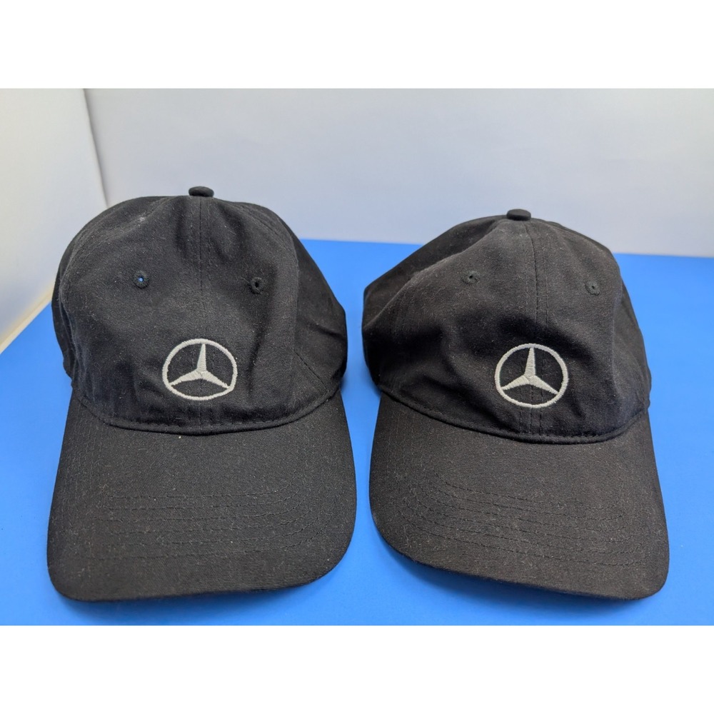 Vintage Mercedes Patch Black Adjustable Baseball Hat Cap Port & Company Lot of 2